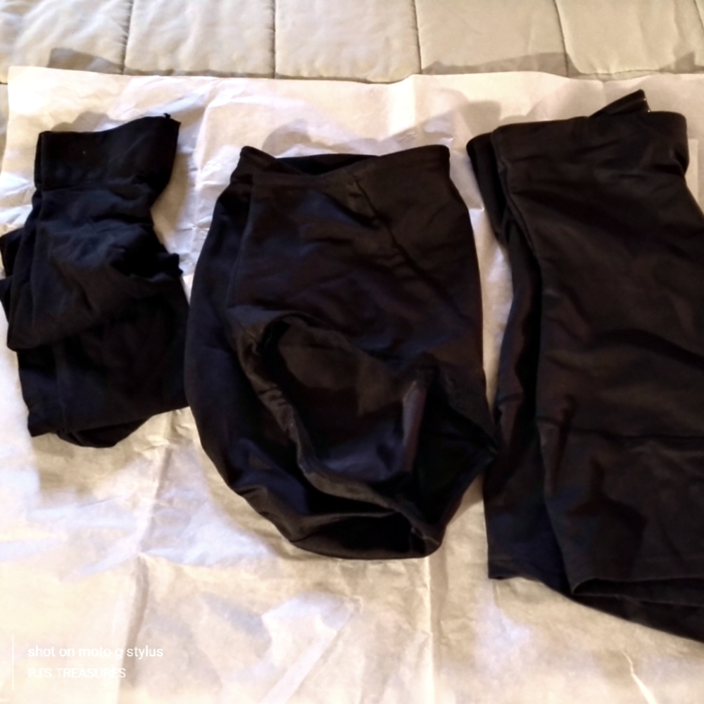 NWT-(3 PIECE SPANX)1 BLACK XL/1- "CONTROL PANTIES LG/1-PAIR OF STOCKINGS. LG".85